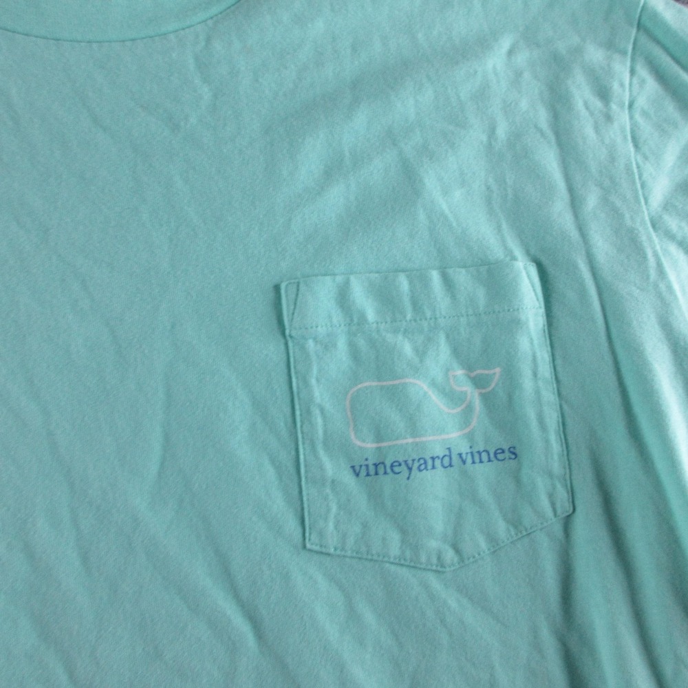 Vineyard Vines Shirt Mens M Green Long Sleeve Whale Pocket Graphic Tee Logo - Picture 5 of 9
